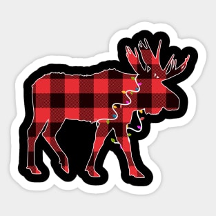 Santa Deer Plaid Red Buffalo Animal Merry Christmas Pajamas Family Sticker